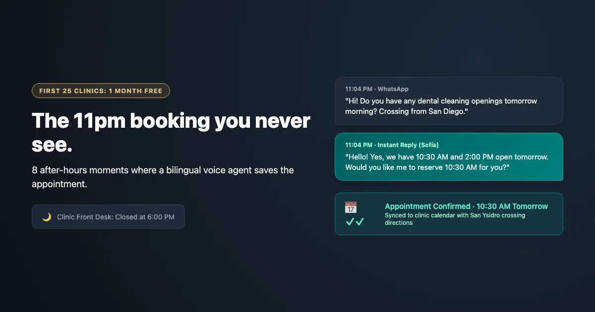 8 after-hours moments where a bilingual AI receptionist saves a clinic booking