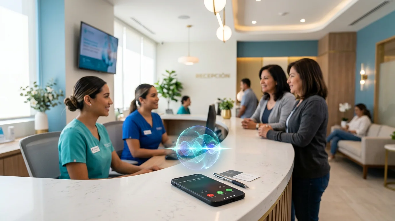 Bilingual AI voice agent answering a WhatsApp call for a Tijuana medical tourism clinic