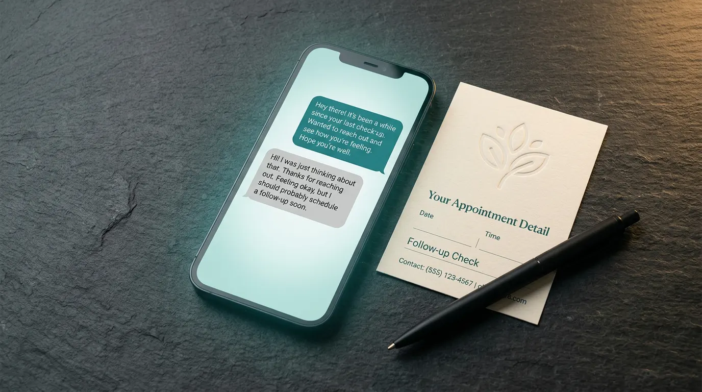 A short WhatsApp recall message from a clinic turning into a booked appointment