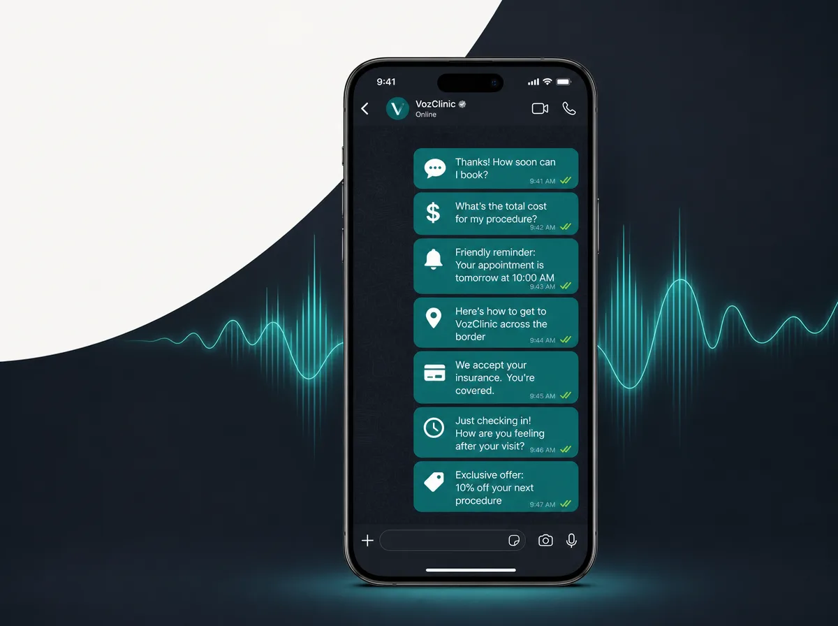 Bilingual AI receptionist automating seven common WhatsApp messages for a Tijuana medical tourism clinic