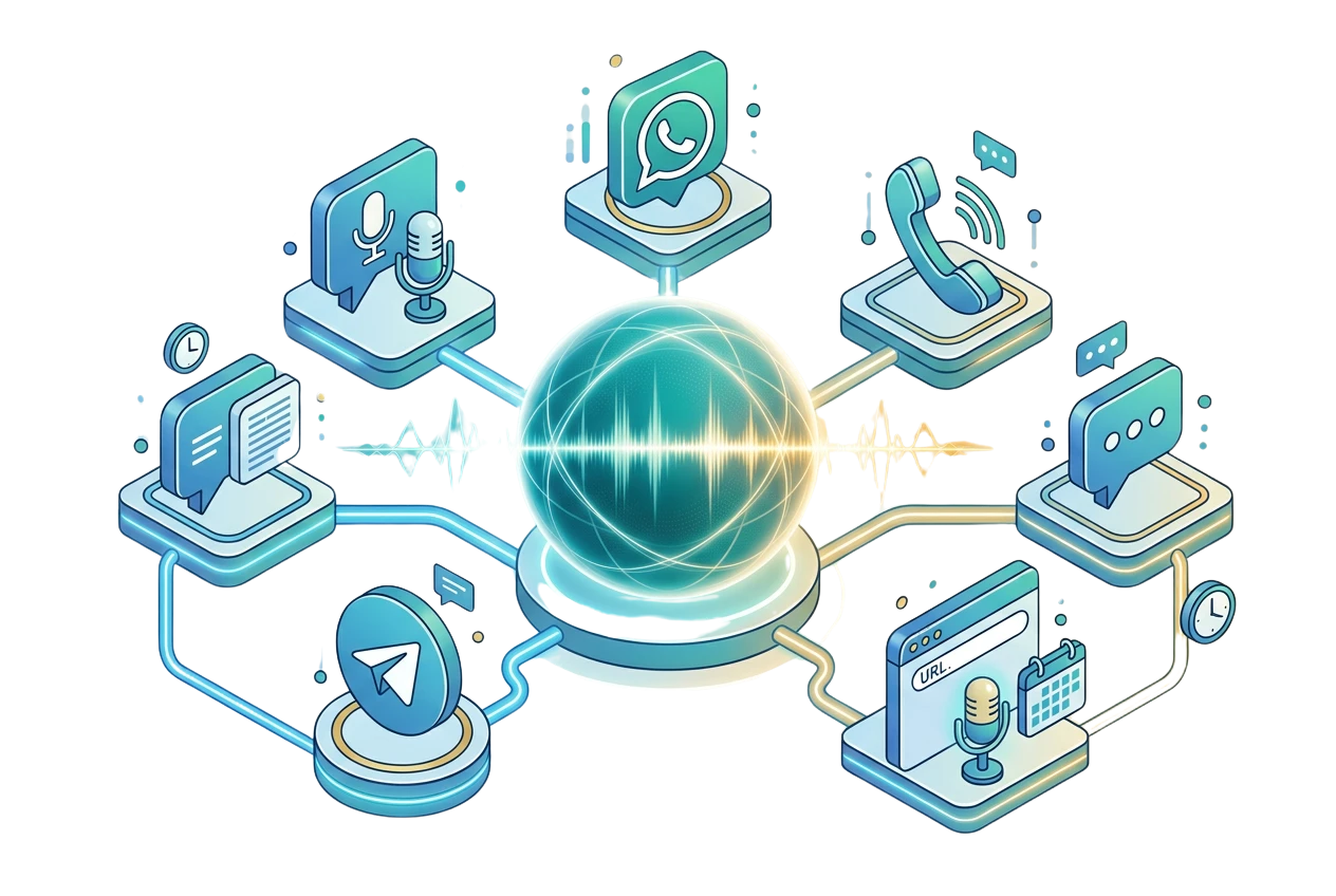 Sofía, VozClinic’s AI voice agent, connected to WhatsApp, phone, Telegram, SMS, and your website